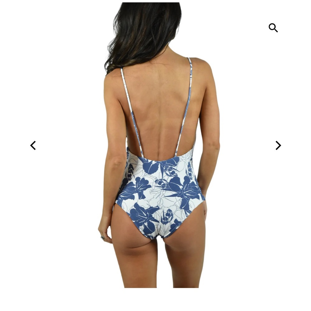 Aila Blue Floral low back one piece Swimsuit